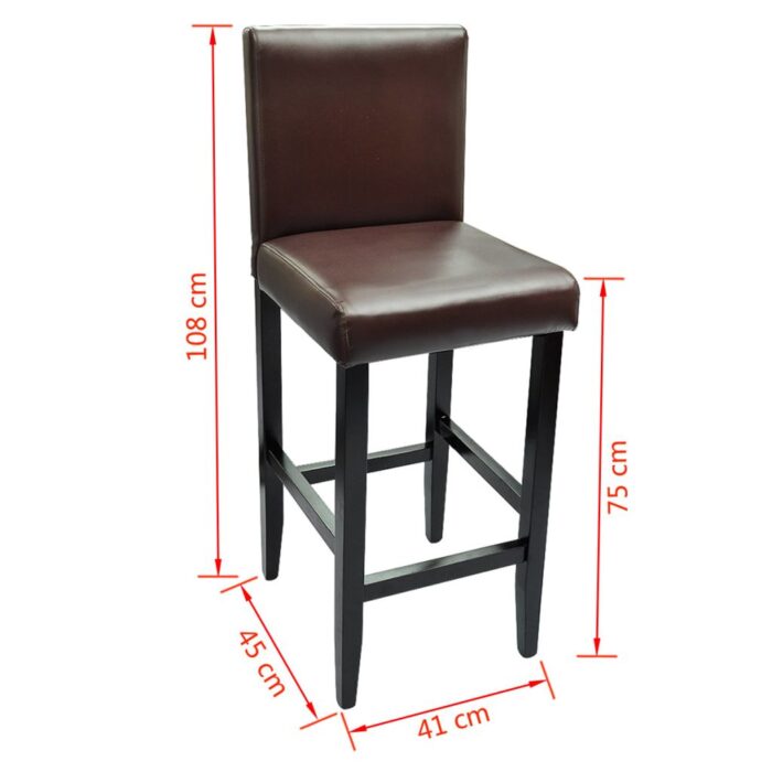 Tabourets de bar lot de 6 marron foncé similicuir – Image 3