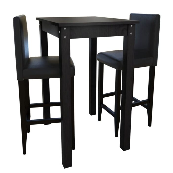 Set de 1 table de bar et 2 tabourets noir – Image 1