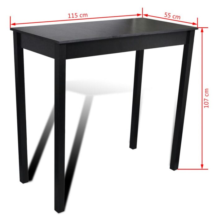 Set de 1 table de bar et 2 tabourets noir – Image 6