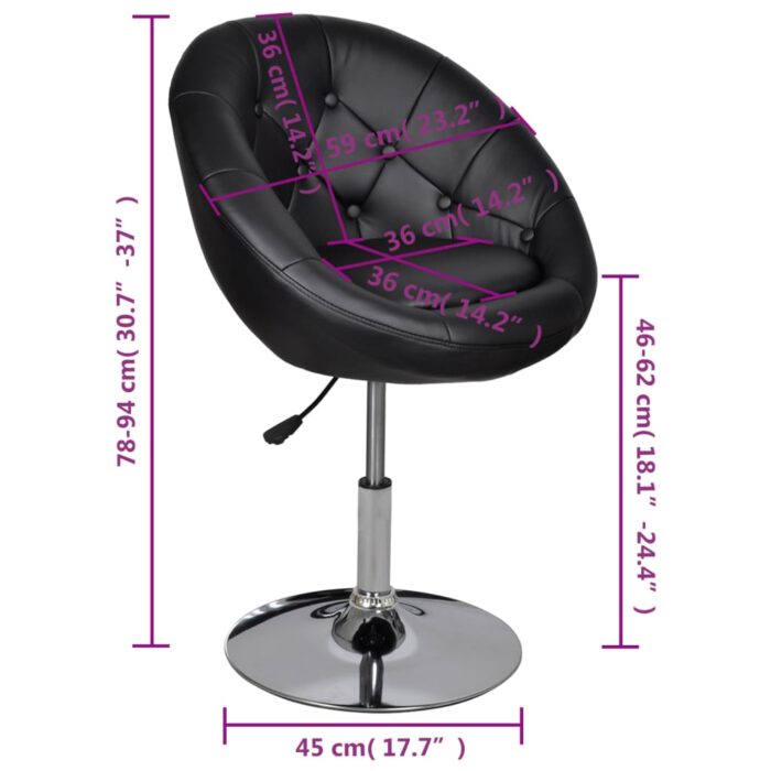 Tabouret de bar Noir Similicuir – Image 4