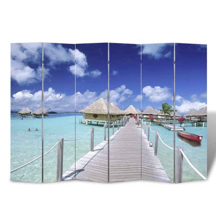Cloison de séparation pliable 217x170 cm Plage – Image 1