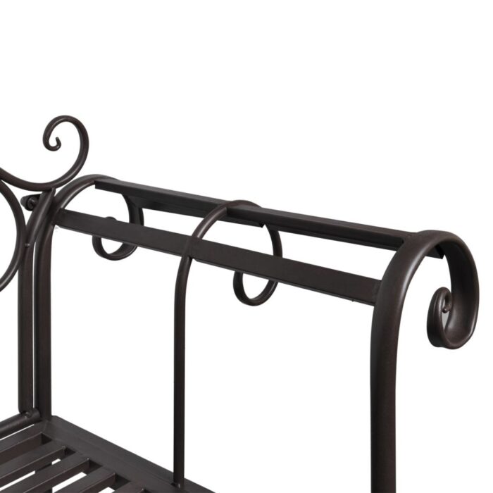 Banc de jardin 132 cm Acier Antique Marron – Image 2
