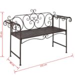 Banc de jardin 132 cm Acier Antique Marron – Image 4