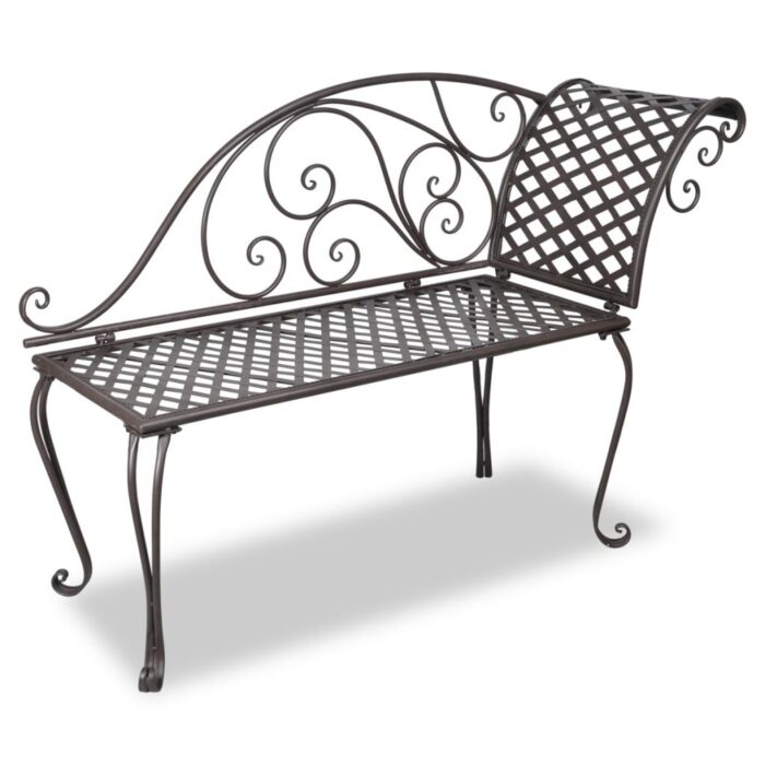 Chaise longue de jardin 128 cm Acier Antique Marron – Image 1
