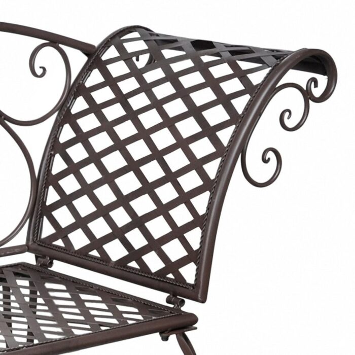 Chaise longue de jardin 128 cm Acier Antique Marron – Image 3