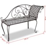 Chaise longue de jardin 128 cm Acier Antique Marron – Image 4
