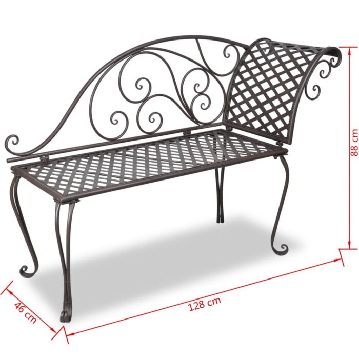 Chaise longue de jardin 128 cm Acier Antique Marron – Image 4