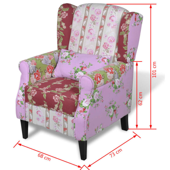 Fauteuil avec design de patchwork Tissu – Image 5