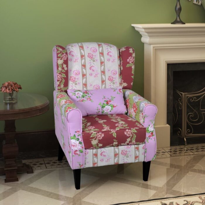 Fauteuil avec design de patchwork Tissu – Image 1