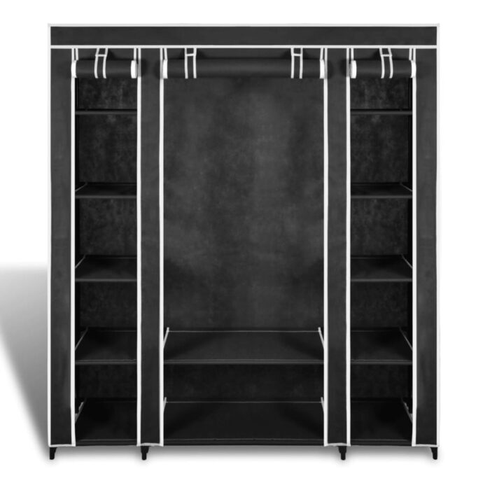 Armoire avec compartiments et tiges 45 x 150 x 176 cm Noir – Image 5