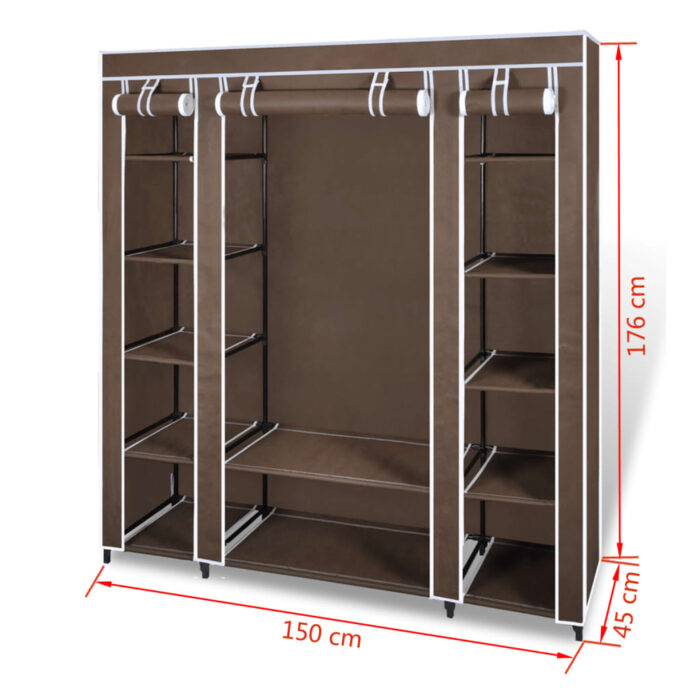 Armoire avec compartiments et tiges 45 x 150 x 176 cm Marron – Image 6