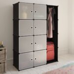 Armoire modulaire 9 compartiments noir et blanc 109x36,5x143 cm
