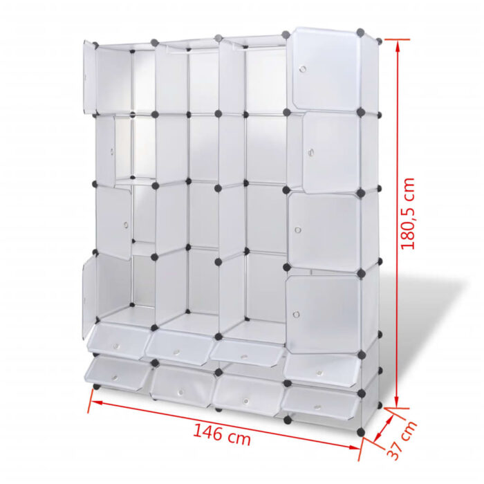 Cabinet modulable avec 18 compartiments blanc 37x146x180,5 cm – Image 5