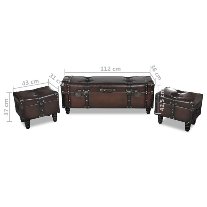 Ensemble de bancs de rangement 3 pcs Marron – Image 10