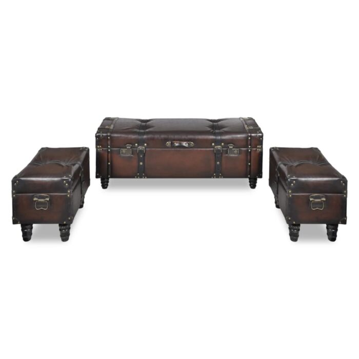 Ensemble de bancs de rangement 3 pcs Marron – Image 8