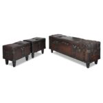 Ensemble de bancs de rangement 3 pcs Marron – Image 9