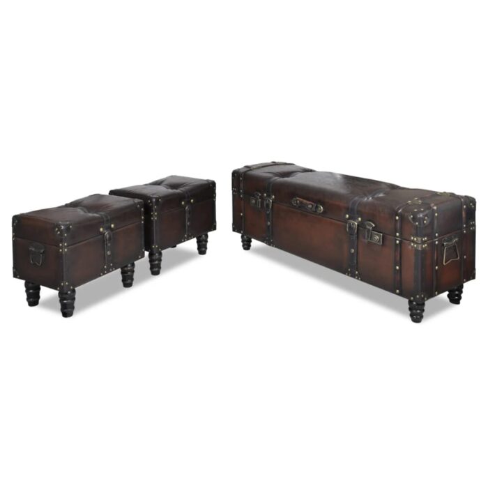 Ensemble de bancs de rangement 3 pcs Marron – Image 9
