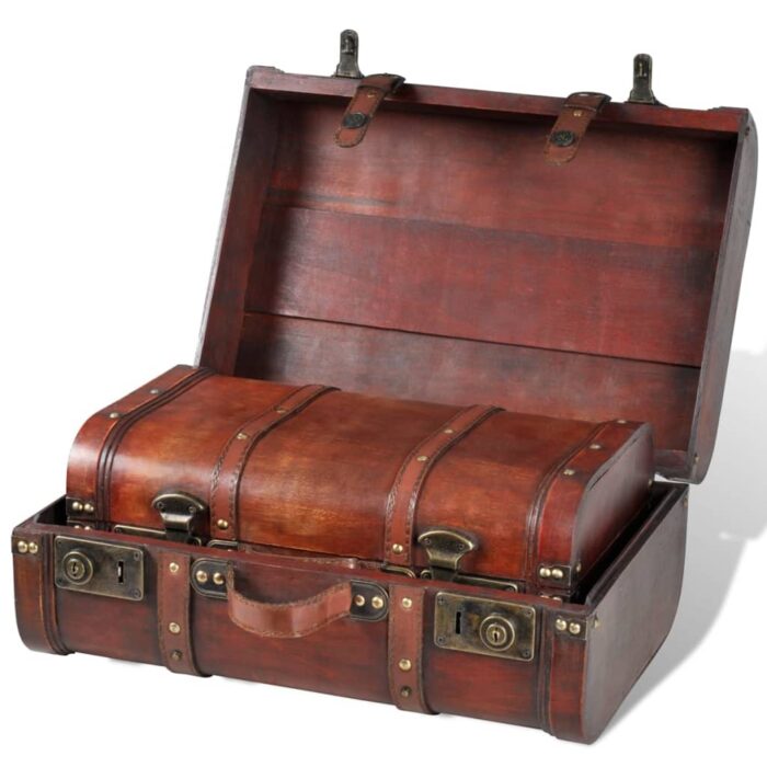 Coffre de rangement vintage Bois Marron 2 pcs – Image 2