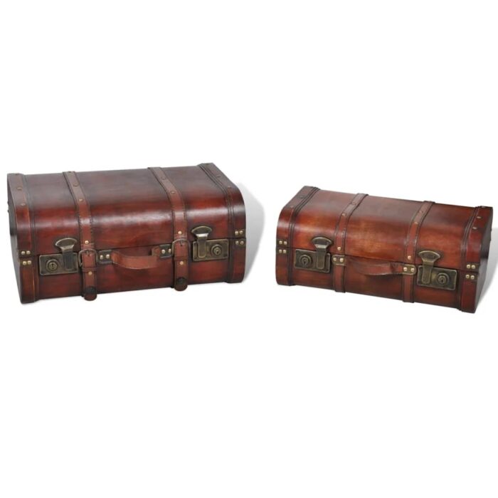 Coffre de rangement vintage Bois Marron 2 pcs – Image 3