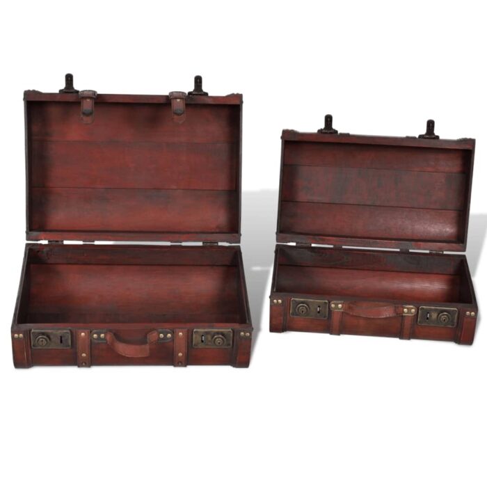 Coffre de rangement vintage Bois Marron 2 pcs – Image 4
