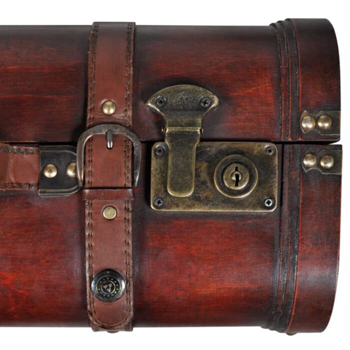 Coffre de rangement vintage Bois Marron 2 pcs – Image 5