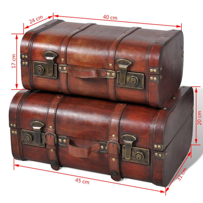 Coffre de rangement vintage Bois Marron 2 pcs – Image 6