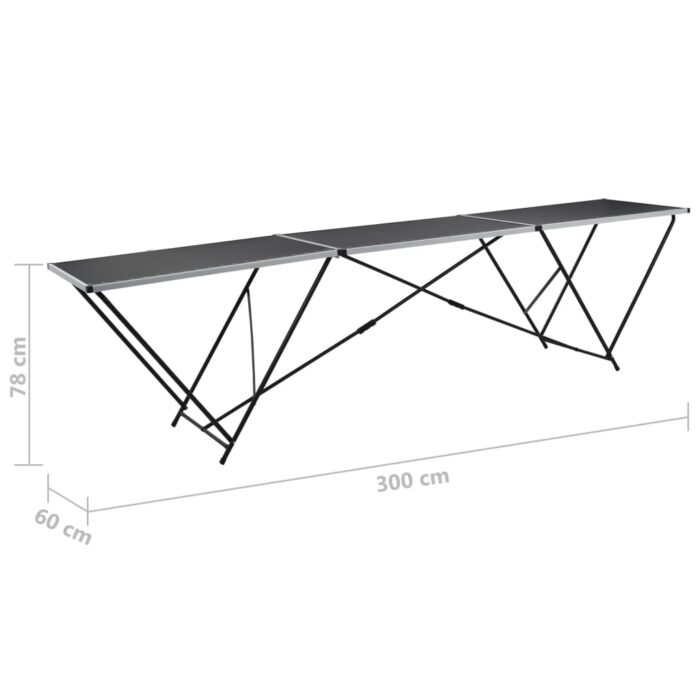 Table à coller pliable MDF et aluminium 300 x 60 x 78 cm – Image 10