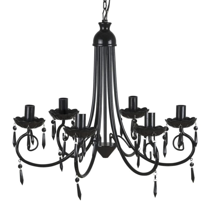Lustre suspendu Noir 6 douilles d'ampoule – Image 1