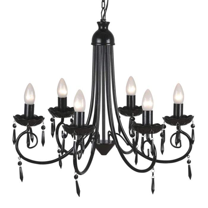 Lustre suspendu Noir 6 douilles d'ampoule – Image 3