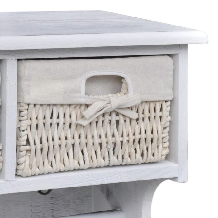 Porte-manteau Blanc 60x23,5x33 cm Bois de Paulownia – Image 2