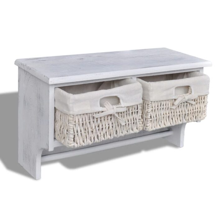 Porte-manteau Blanc 60x23,5x33 cm Bois de Paulownia – Image 3