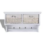Porte-manteau Blanc 60x23,5x33 cm Bois de Paulownia – Image 4