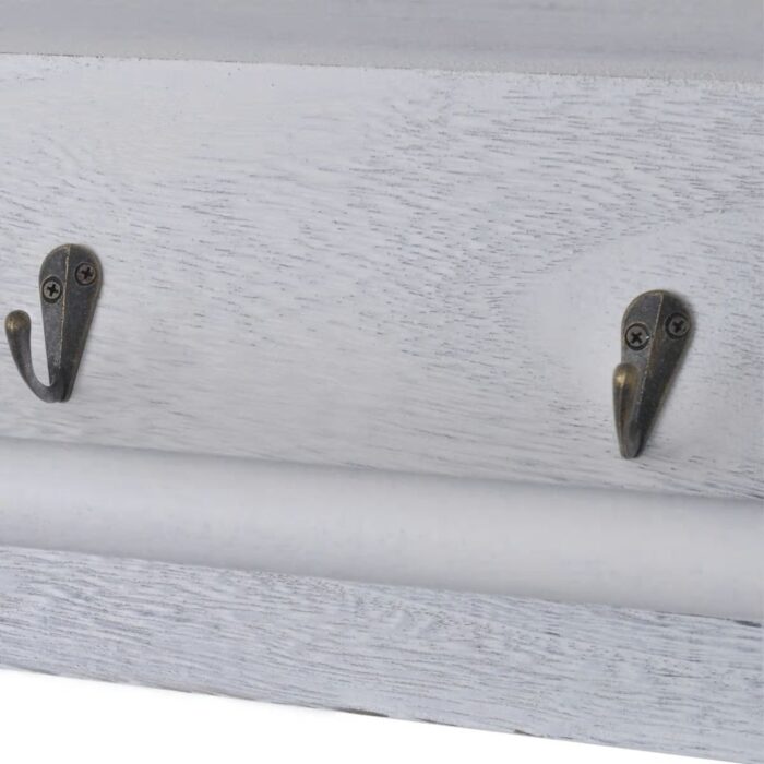 Porte-manteau Blanc 60x23,5x33 cm Bois de Paulownia – Image 5