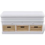 Banc d'entrée et de rangement avec coussin 2 tiroirs Blanc