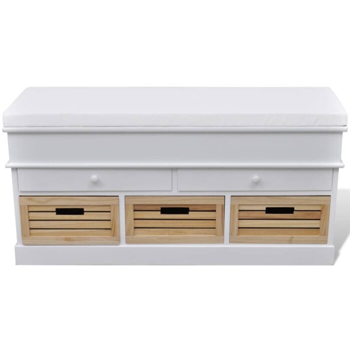VXL8718475862505_a_en_hd_1.jpg Banc d'entrée et de rangement avec coussin 2 tiroirs Blanc – Image 1