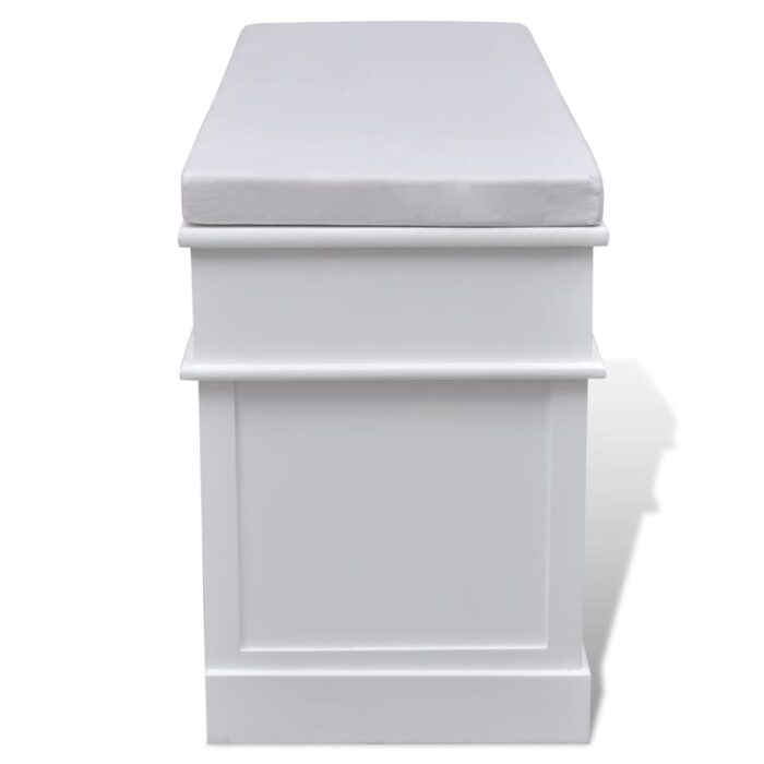 Banc d'entrée et de rangement avec coussin 2 tiroirs Blanc – Image 4