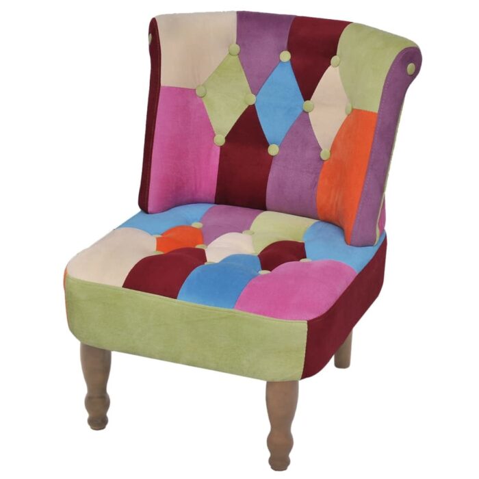 Chaises en style français lot de 2 avec design patchwork tissu – Image 2