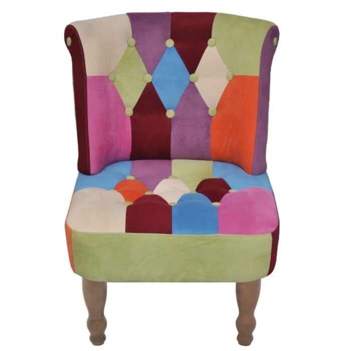 Chaises en style français lot de 2 avec design patchwork tissu – Image 3