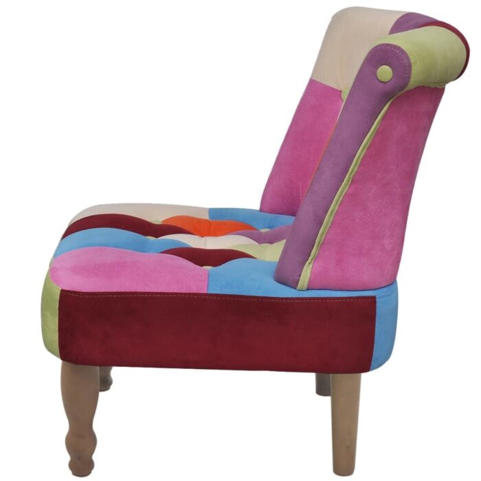 Chaises en style français lot de 2 avec design patchwork tissu – Image 4