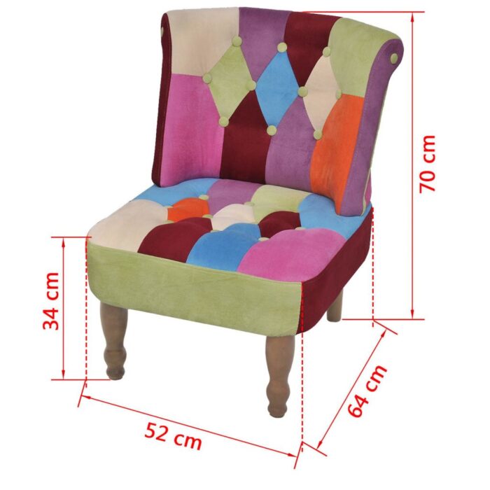 Chaises en style français lot de 2 avec design patchwork tissu – Image 5