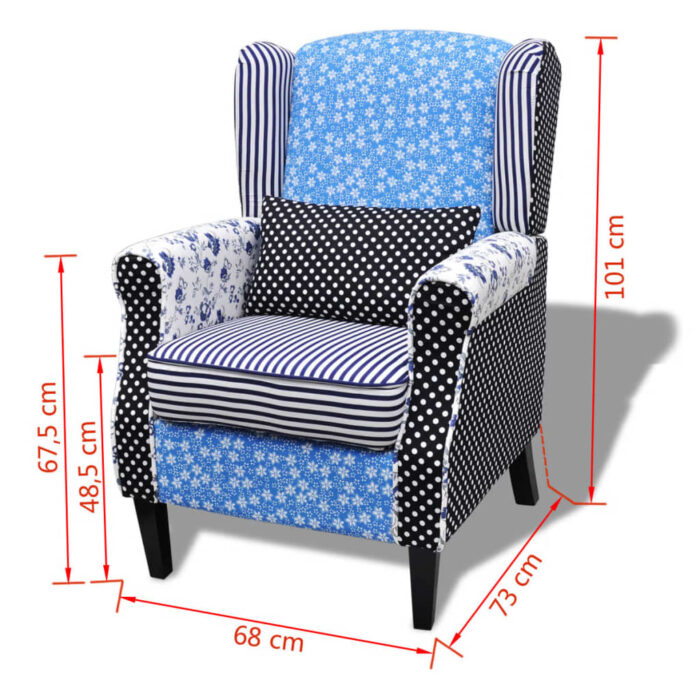 Fauteuil avec design de patchwork Tissu – Image 6