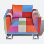 Fauteuil cube avec design de patchwork Chrome Tissu – Image 2