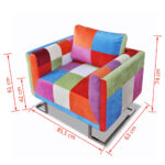 Fauteuil cube avec design de patchwork Chrome Tissu – Image 7