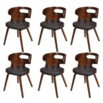 Chaises à manger lot de 6 marron similicuir