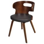 Chaises à manger lot de 6 marron similicuir – Image 2