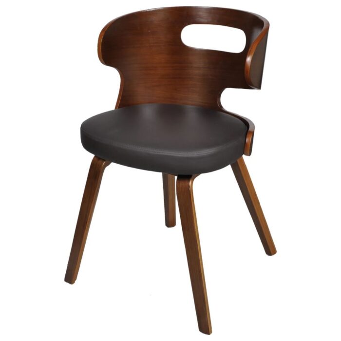 Chaises à manger lot de 6 marron similicuir – Image 2