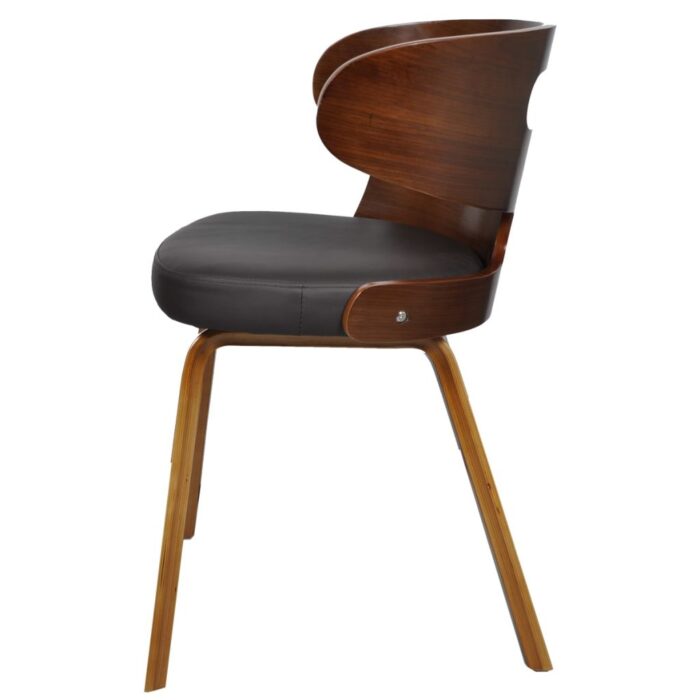 Chaises à manger lot de 6 marron similicuir – Image 4