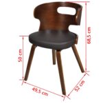Chaises à manger lot de 6 marron similicuir – Image 5