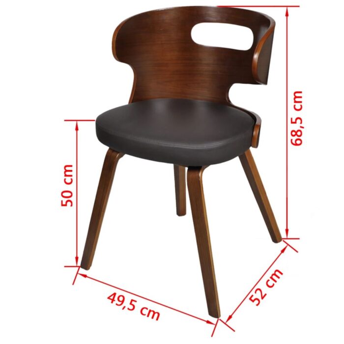 Chaises à manger lot de 6 marron similicuir – Image 5