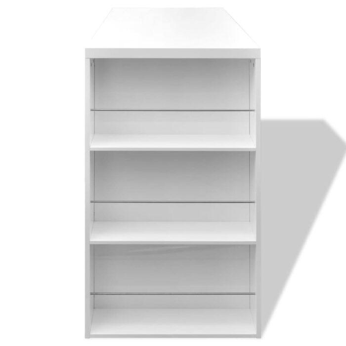 Table de bar MDF avec casier à bouteilles Blanc haut brillance – Image 2